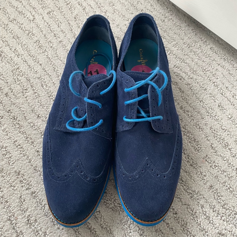 COLE HAAN BLUE SUEDE OXFORDS